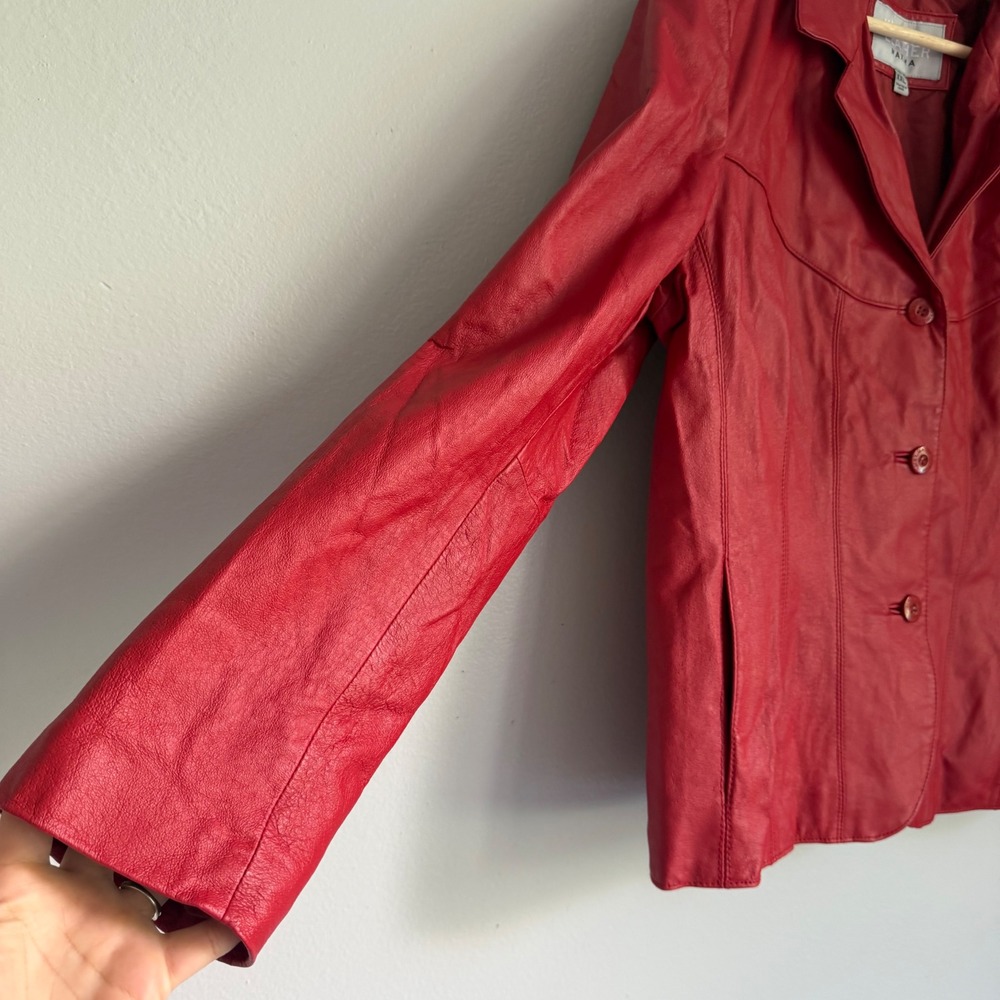 Vintage Wilsons Leather Maxima Red Genuine Leather Jacket Blazer Womens XXL - Picture 2 of 8